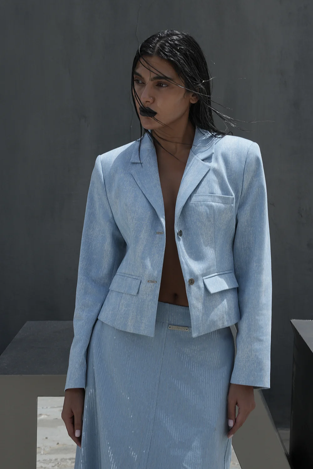 LIMITED DENIM CORSET BLAZER